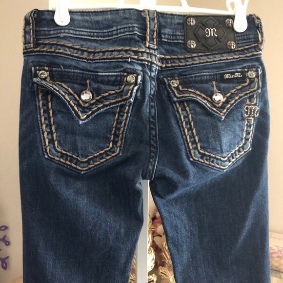 Miss Me sz 26 Thick Stitch Flap Pocket Boot Cut Jeans - Picture 1 of 11